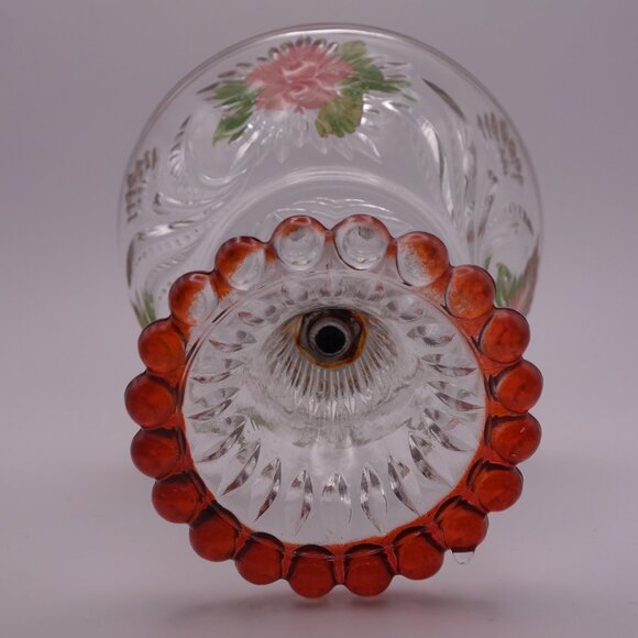 Vintage Pedestal Bowl with Flower Decoration - Picture 10 of 12